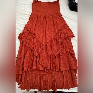 Rust Orange Flowy Skirt/Dress